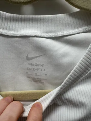 Nike Women’s Zenvy Cropped White Ribbed Top Medium Form Fitting Dri-Fit thumbnail 11