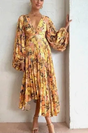 Acler Palms Dress in Kaleidoscope Floral Yellow, US6 thumbnail 1