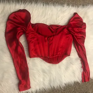 House Of CB Gala Red Satin Corset Top thumbnail 5
