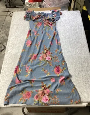 Wild Fable Slate Blue‎ Floral Ruffle Off Shoulder Maxi Dress Large NWT thumbnail 1