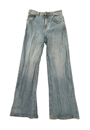 PINK Victoria's Secret High Waisted Wide Leg Jeans Light Wash Denim Size 6 thumbnail 1