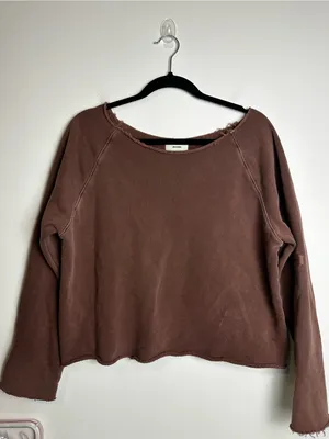 Joah Brown Slouchy Pullover Sweatshirt Brown Sz XS thumbnail 2