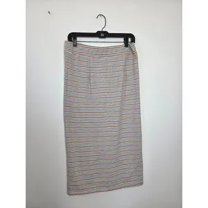 Loft Striped Midi Skirt Side Slit Off Center Stretchy Comfy Boho Modest Medium thumbnail 6