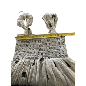 Free People Tory Embroidered Mini Dress Smock Bodice Medium thumbnail 6