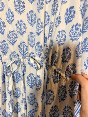 Summerhouse Womens White and Blue Block Print Caftan Cover Up Swim Vacation OS thumbnail 4