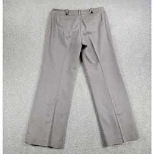 Ann Taylor Womens Dress Pants 12 Brown Textured Wide Leg Career Ankle Trouser thumbnail 12