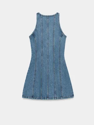Nwt Zara Z1975 Mini Seamed Denim Dress Size M thumbnail 8