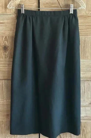 Women's Black Midi Skirt Polyester Rayon Blend Vintage thumbnail 1