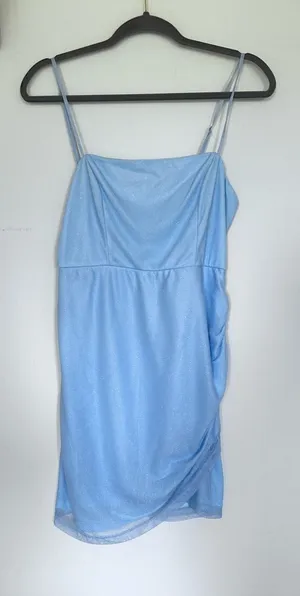 NWT Princess Polly Ocenaia Baby Blue Sparkly Sleeveless Mini Dress Size 10 thumbnail 1