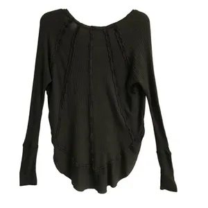 We‎ The Free army green waffle knit thermal long sleeve top S thumbnail 2