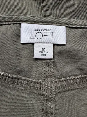 Ann Taylor LOFT Olive Green Cotton Flounce Mini Skirt Size 10 thumbnail 6