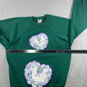 Vintage Hanes Sweatshirt Women XL Floral Heart Graphic Grandma Retro 80s 90s Y2K thumbnail 6