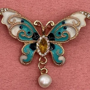 Cloisonné Butterfly Brooch Blue thumbnail 1