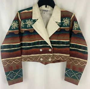 Vintage 80’s Banjo Western Southwestern Boho Cropped Blazer Women’s Size Medium thumbnail 8