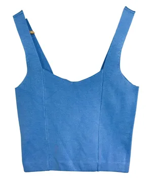 NEW Abercrombie & Fitch Blue Knit Cropped Crop Top Tank Top Womens Size Medium M thumbnail 1