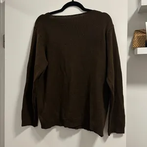 SHEIN asymmetrical diagonal button down brown sweater thumbnail 5