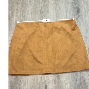 NWT Ashley Stewart Plus 26/28 Tan Faux Suede Mini Skirt Fall Western thumbnail 4