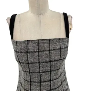 NBD‎ Bynes Mini Dress Gray Black Plaid Sleeveless Size Small thumbnail 4