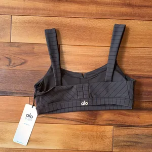 ALO Yoga Brown and Black Striped Sports Bra thumbnail 2