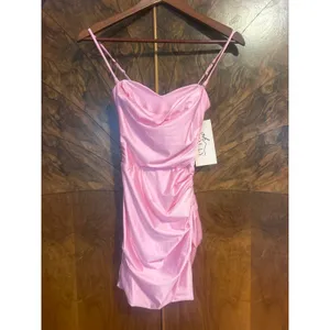 OH POLLY Yesenia Corset Ruched Dress in Ballet Pink Mini NEW NWT Size US 0 XS thumbnail 3