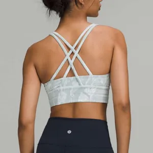 Lululemon NWT Energy Longline Bra Reverberate Chevron Jacquard Silver Blue White thumbnail 4