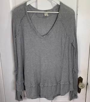Free People We the Free Laguna Gray Thermal Long Sleeve Top W-167 Size XS thumbnail 4