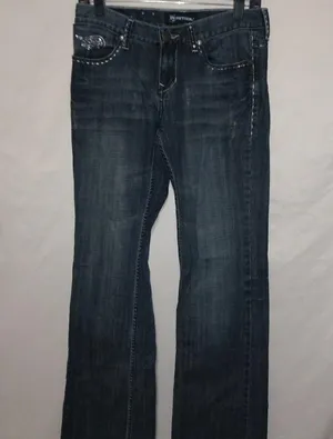 Petrol Sterling 31x33.5 Low Rise Bling Cross Wing Jeans thumbnail 1