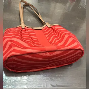 Coach Red and Tan Zebra Striped Purse 👜 thumbnail 7