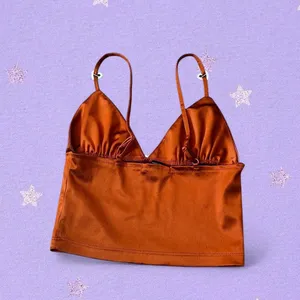 Brown satin crop top with silver heart embellishments thumbnail 3