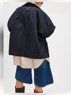 Free People Cori Waxed Cotton Jacket in Blue. Size Small. NWOT thumbnail 2