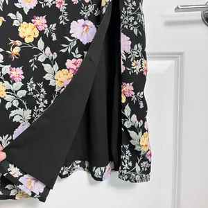 Abercrombie & Fitch Black Floral Midi Dress XS Pastel Flowers‎ Cottagecore thumbnail 5