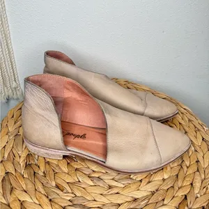 Free People Royale Flats size 37.5 Taupe Leather cut out D’orsay shoes women’s thumbnail 2