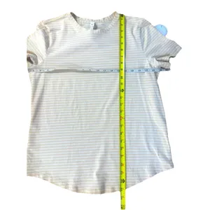 Lululemon Love Crew T-Shirt Prosecco White Striped Pima Cotton Size 8 thumbnail 6