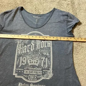 Hard‎ Rock Couture Palm Springs T Shirt Women's Graphic Tee Gray EST 1971 Grunge thumbnail 3