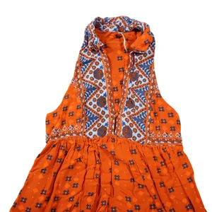 Free People Orange Blue Floral Geometric Sleeveless Tunic Top Festival Southwest thumbnail 2