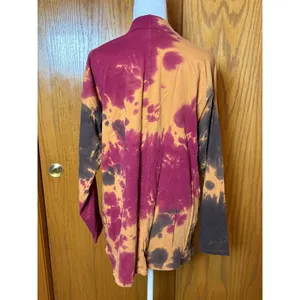 We The Free Free People French Roast Long Sleeve Tie Dye Mock Neck Tee Burgundy thumbnail 3