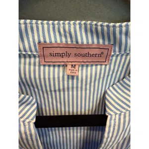 Simply Southern Blue White Striped Cover Up‎ Dress Coastal Beach Resort Tunic, M thumbnail 5