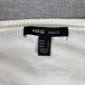 MNG BASICS Cardigan Sweater Womens M White V Neck Button Knit Mango thumbnail 2