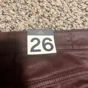 GAP Vintage Slim Mid Rise Coated Pants‎ Burgundy Bootcut Size 26 thumbnail 8