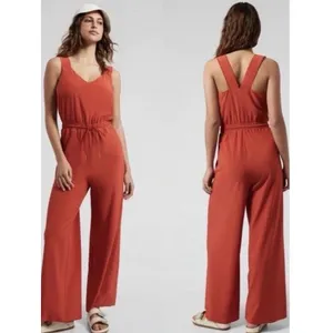Athleta Savannah Jumpsuit Romper 4 Wide Leg Casual Current Red thumbnail 2