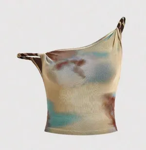 Asymmetrical Neck Top Shein thumbnail 1