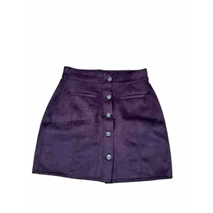 Maurice's Faux Suede Brown Mini Button Front‎ Women Skirt Sz 8 thumbnail 6