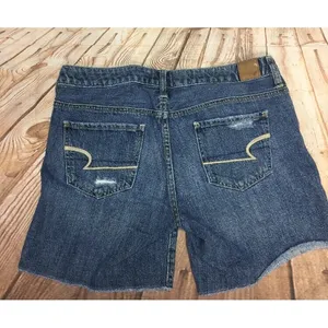 AMERICAN‎ EAGLE 6 Jean Shorts Cut Off Patches Denim Med Wash Distressed thumbnail 5