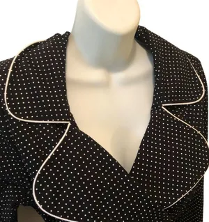 Maurices Black White Polka Dot Stretch Belted Trench Coat Double Breasted Sz. M thumbnail 3
