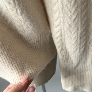 J.Crew Cream Cable Knit Sweater Women’s Large Ivory Wool Blend thumbnail 3