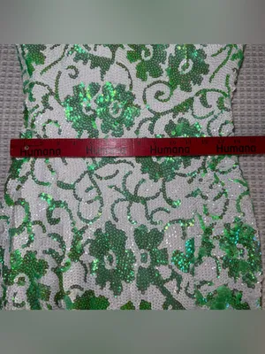 Jovani Size 10 Green And White Floral Full Length Sequin Prom Homecoming Straps thumbnail 11