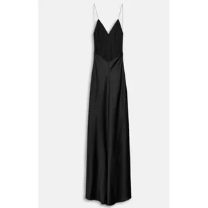 Zara 50th Anniversary Black Satin Maxi Dress Gown Low Back Luxury Formal Runway thumbnail 10