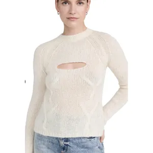 Gimaguas Ori Cutout Sweater Jumper Size Small‎ White Cable Knit Alpaca Blend thumbnail 8