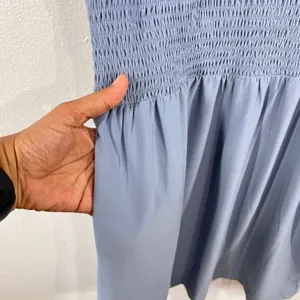 White House Black Market Light Blue Smocked Waist Dress‎ Small Cap Sleeves Midi thumbnail 6