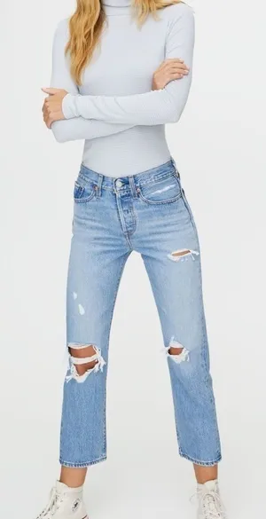 Levi’s Wedgie Straight Distressed Jeans‎ in Blue Size 25 thumbnail 1